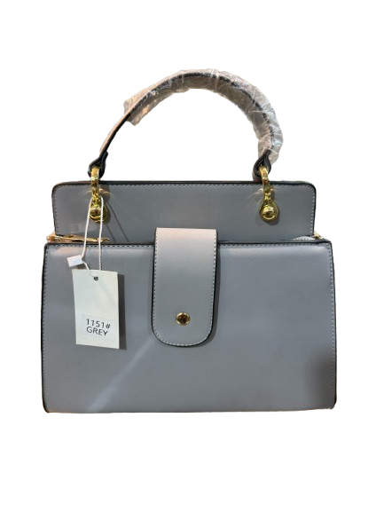 EleganceEdge Grey Handbag – Minimalist Structured PU Leather Purse